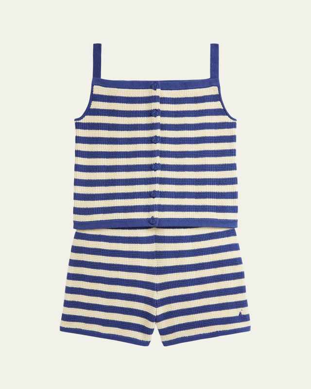 Girl's Striped Two-Piece Cotton Set, Size S-XL